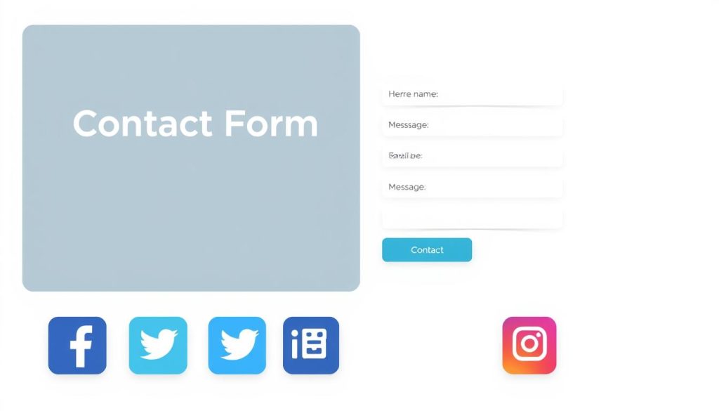 contact forms and social links